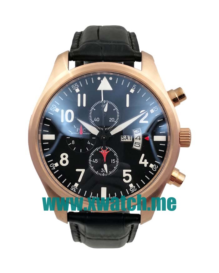 45MM Rose Gold Replica IWC Pilots IW377701 Black Dials Watches UK