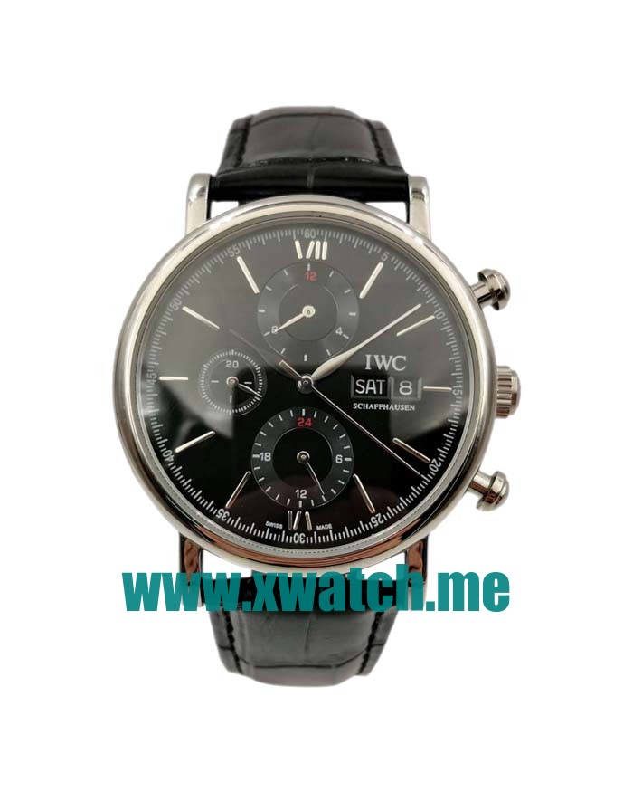 42MM Steel Replica IWC Portofino Chronograph IW391019 Black Dials Watches UK