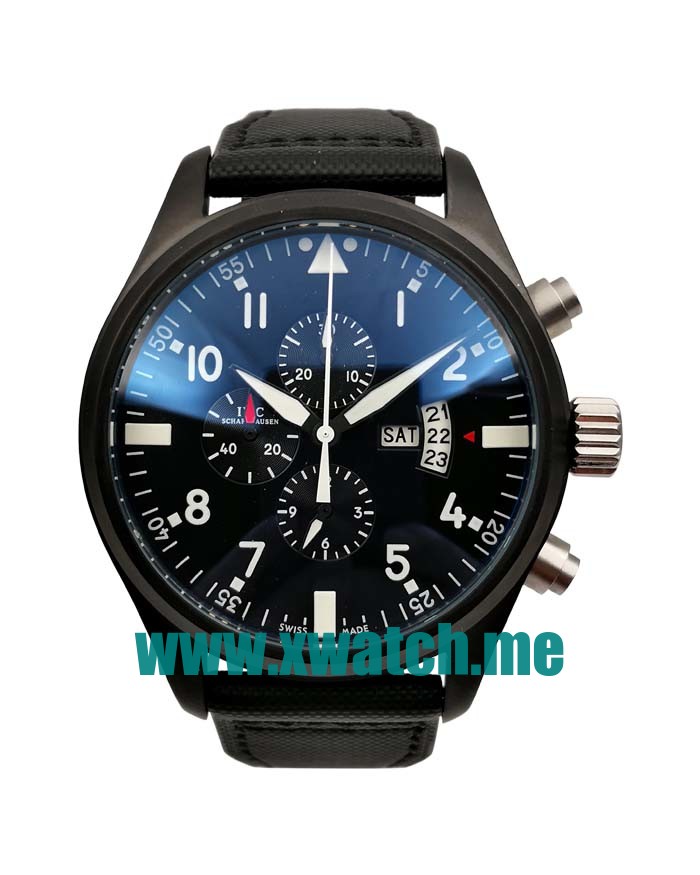45MM Black Ceramic Replica IWC Pilots Spitfire Double Chronograph IW378901 Black Dials Watches UK